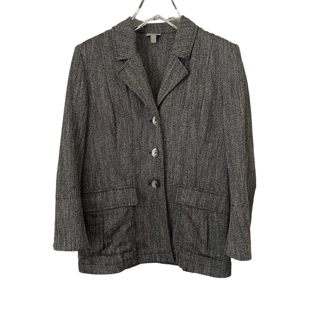 J. Jill Stretch Gray Button-Down Career Professional Blazer Jacket - Size PM